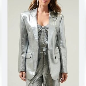 Zara Silver Suede Blazer | SIZE XS